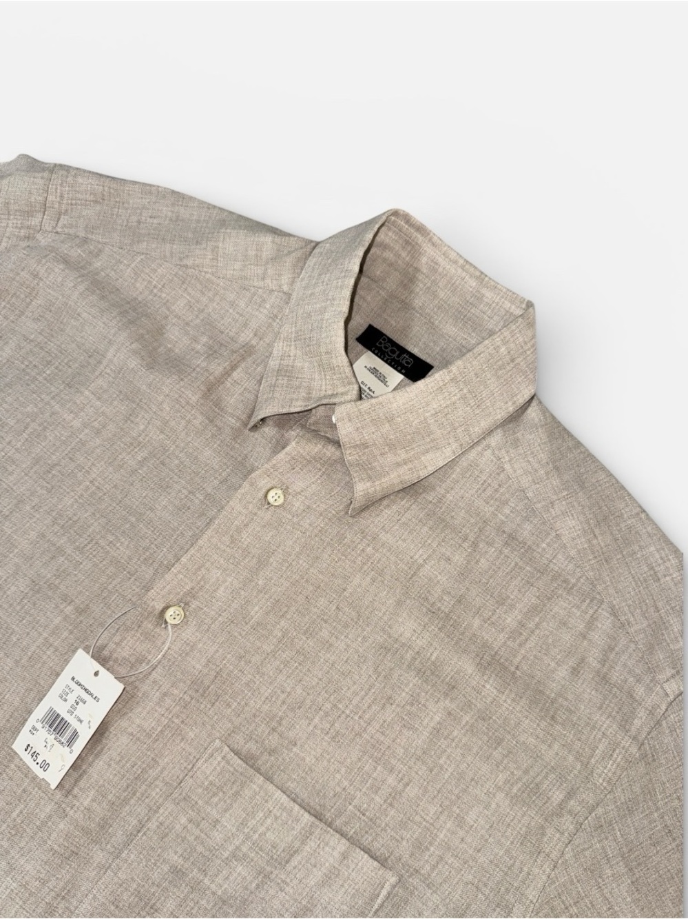 NEW Bagutta mens 16 41 36 tan solid 80/20 cotton wool dress shirt NWT